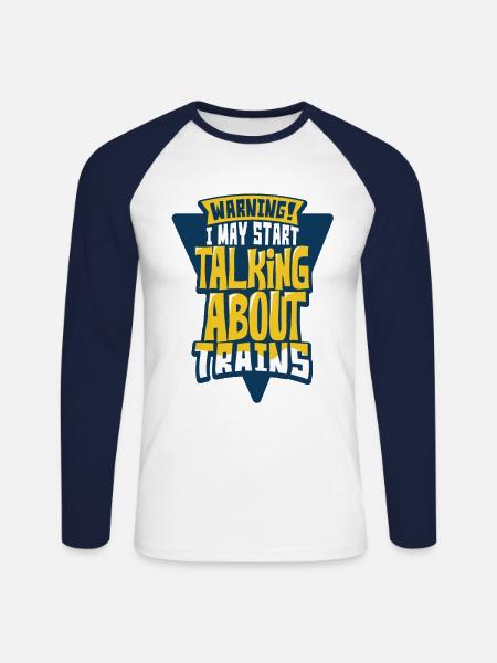 Trains - Unisex Long Sleeve Baseball T-Shirt - white/navy
