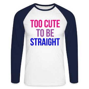Bisexuel Gay LGBT Pride - T-shirt baseball manches longues Homme - blanc/marine - Devant - Nik (191cm)