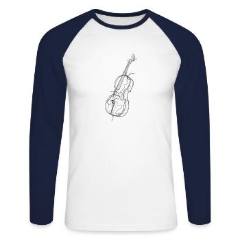 Cello - one line drawing - Unisex Long Sleeve Baseball T-Shirt - white/navy - Front - Nik (191cm)