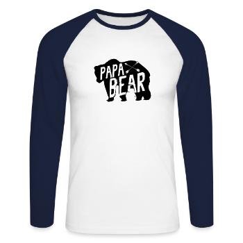 Papa Bär - Unisex Baseballshirt langarm - Weiß/Navy - Vorne - Nik (191cm)