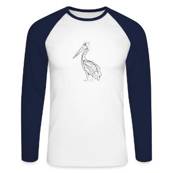 Pelican - one line drawing - Unisex Long Sleeve Baseball T-Shirt - white/navy - Front - Nik (191cm)