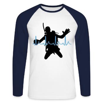 Diver heart line - Unisex Long Sleeve Baseball T-Shirt - white/navy - Front - Nik (191cm)