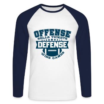 American Football - Unisex Baseballshirt langarm - Weiß/Navy - Vorne - Nik (191cm)