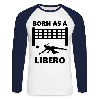 Sport Volleyball Libero Team Mannschaft - Unisex Baseballshirt langarm - Weiß/Navy - Vorne - Nik (191cm)