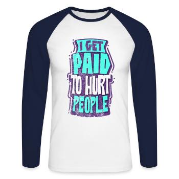Physiotherapist - Unisex Long Sleeve Baseball T-Shirt - white/navy - Front - Nik (191cm)