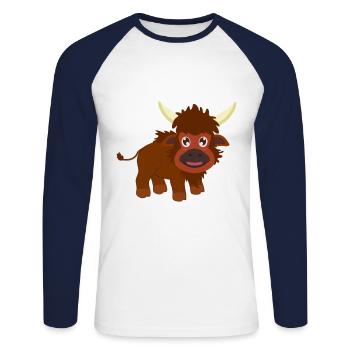 Bison bison - T-shirt baseball manches longues Homme - blanc/marine - Devant - Nik (191cm)