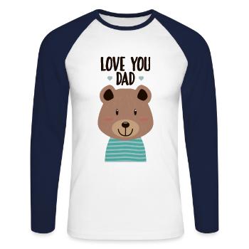 Papabär Hab dich lieb Papa - Unisex Baseballshirt langarm - Weiß/Navy - Vorne - Nik (191cm)