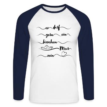 Papierschiff Meer Papierboot Papierschiffchen - Unisex Baseballshirt langarm - Weiß/Navy - Vorne - Nik (191cm)