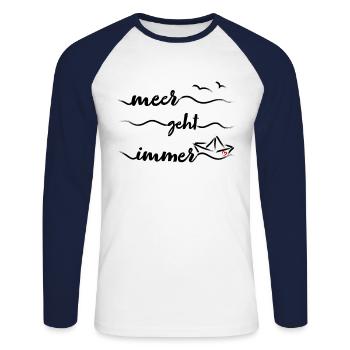 Papierschiff Meer Papierboot Papierschiffchen - Unisex Baseballshirt langarm - Weiß/Navy - Vorne - Nik (191cm)