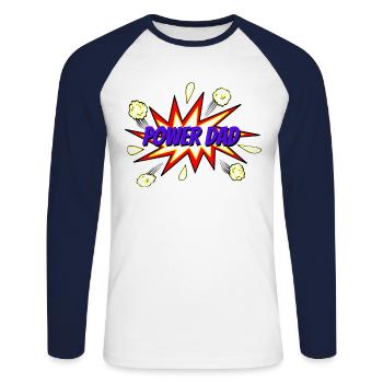 Power dad - Unisex Long Sleeve Baseball T-Shirt - white/navy - Front - Nik (191cm)
