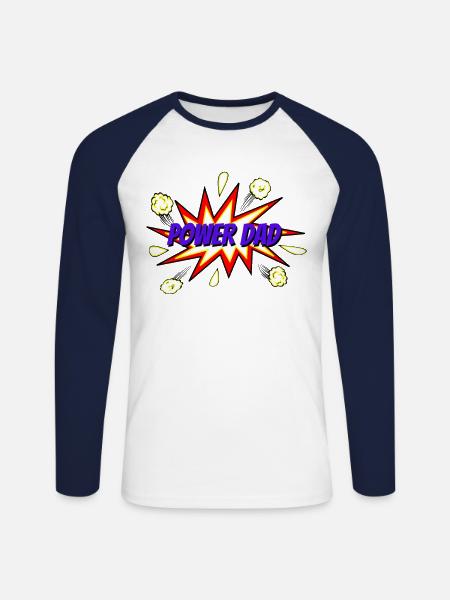 Power Dad - Unisex Baseballshirt langarm - Weiß/Navy