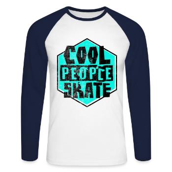 Skater Skateboard - Unisex Baseballshirt langarm - Weiß/Navy - Vorne - Nik (191cm)