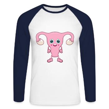 Uterus midwife - Unisex Long Sleeve Baseball T-Shirt - white/navy - Front - Nik (191cm)