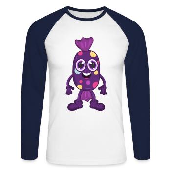 Bonbon bonbon - T-shirt baseball manches longues Homme - blanc/marine - Devant - Nik (191cm)