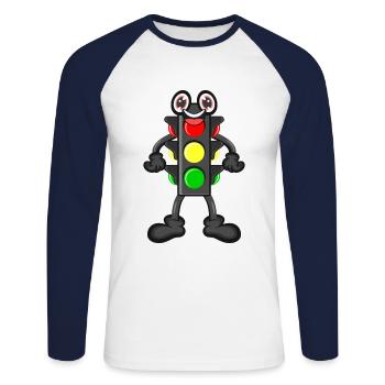 Permis de conduire feux tricolores - T-shirt baseball manches longues Homme - blanc/marine - Devant - Nik (191cm)