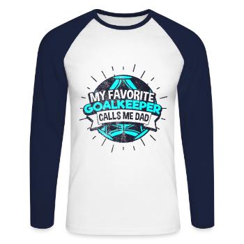 Goalkeeper soccer dad - Unisex Long Sleeve Baseball T-Shirt - white/navy - Front - Nik (191cm)