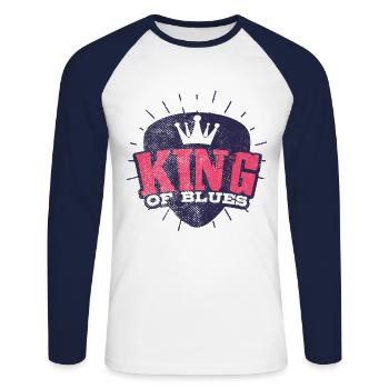 Blues Musik - Unisex Baseballshirt langarm - Weiß/Navy - Vorne - Nik (191cm)