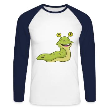 Limaces nues - T-shirt baseball manches longues Homme - blanc/marine - Devant - Nik (191cm)