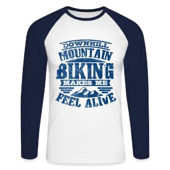 VTT de descente - T-shirt baseball manches longues Homme - blanc/marine - Devant - Nik (191cm)