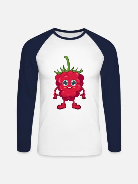 raspberry - Unisex Long Sleeve Baseball T-Shirt - white/navy