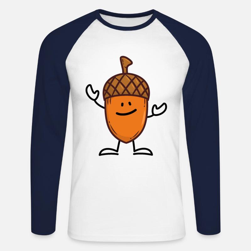 Eichel Herbst Eiche Baum - Unisex Baseballshirt langarm - Weiß/Navy