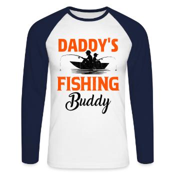 Daddy's fishing Buddy - Unisex Long Sleeve Baseball T-Shirt - white/navy - Front - Nik (191cm)