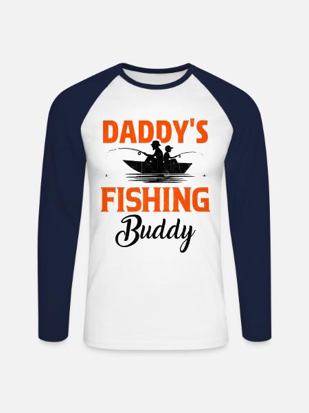 Daddy's fishing Buddy - Unisex Long Sleeve Baseball T-Shirt - white/navy