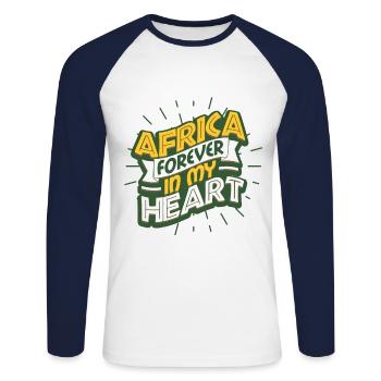 Afrique - T-shirt baseball manches longues Homme - blanc/marine - Devant - Nik (191cm)