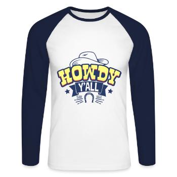 Cowboy cheval cavalier - T-shirt baseball manches longues Homme - blanc/marine - Devant - Nik (191cm)