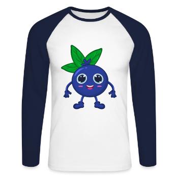 Heidelbeere Blaubeere - Unisex Baseballshirt langarm - Weiß/Navy - Vorne - Nik (191cm)