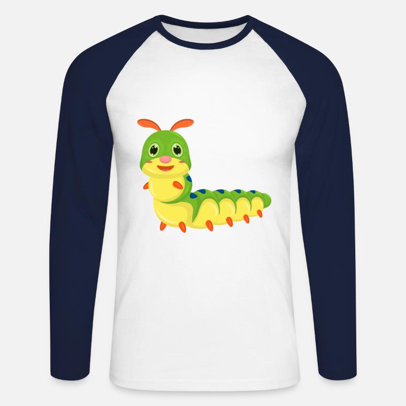 Fumetto di bruco - Maglia da baseball a manica lunga da uomo - bianco/navy