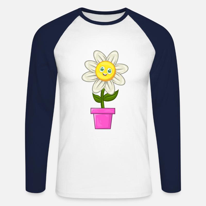 Gänseblümchen - Unisex Baseballshirt langarm - Weiß/Navy