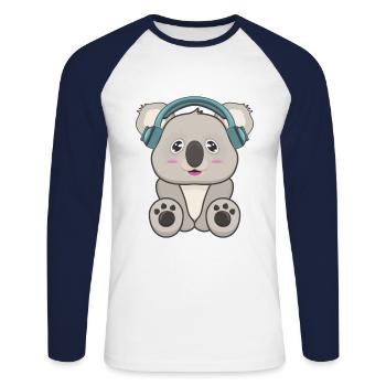 Koala music - Unisex Long Sleeve Baseball T-Shirt - white/navy - Front - Nik (191cm)
