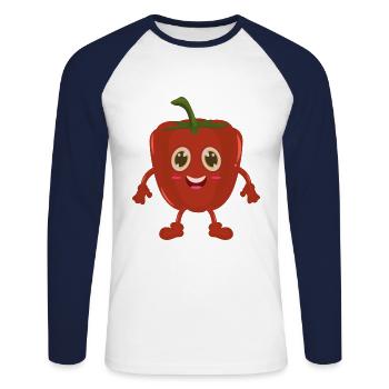 Bande dessinée Paprika - T-shirt baseball manches longues Homme - blanc/marine - Devant - Nik (191cm)
