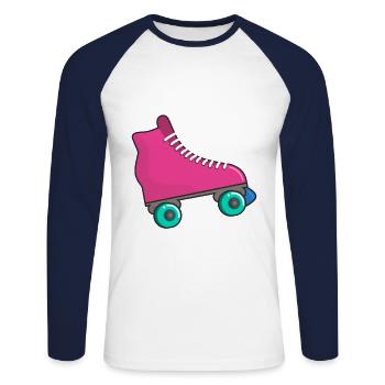 Roller skates in pink roller skating - Unisex Long Sleeve Baseball T-Shirt - white/navy - Front - Nik (191cm)