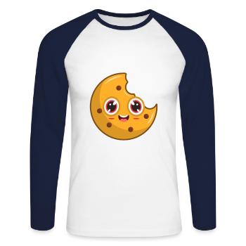 Cookie Keks - Unisex Baseballshirt langarm - Weiß/Navy - Vorne - Nik (191cm)