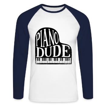 Piano mec de piano - T-shirt baseball manches longues Homme - blanc/marine - Devant - Nik (191cm)