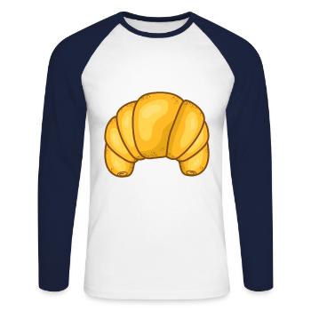 croissant - T-shirt baseball manches longues Homme - blanc/marine - Devant - Nik (191cm)