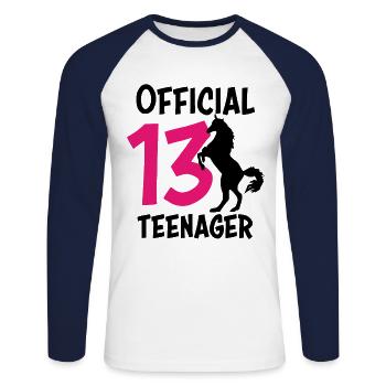 13th birthday 13 years teenager gift girl - Unisex Long Sleeve Baseball T-Shirt - white/navy - Front - Nik (191cm)