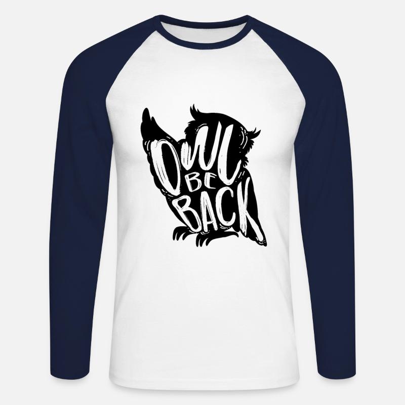 Eule - Unisex Baseballshirt langarm - Weiß/Navy