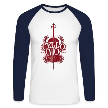 violoncelle - T-shirt baseball manches longues Homme - blanc/marine - Devant - Nik (191cm)