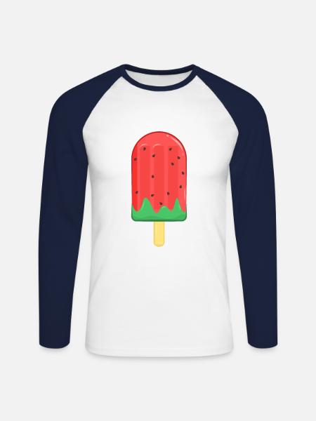 Sommer Eis - Unisex Baseballshirt langarm - Weiß/Navy