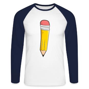 Stift Schule Einschulung - Unisex Baseballshirt langarm - Weiß/Navy - Vorne - Nik (191cm)
