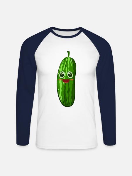 Cucumber pickle - Unisex Long Sleeve Baseball T-Shirt - white/navy