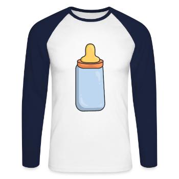 Biberon de lait - T-shirt baseball manches longues Homme - blanc/marine - Devant - Nik (191cm)