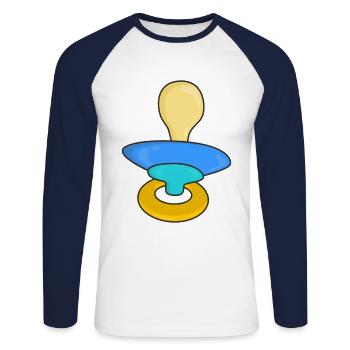 Pacifier baby - Unisex Long Sleeve Baseball T-Shirt - white/navy - Front - Nik (191cm)
