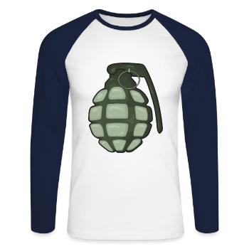 Jeu de gamer de grenade à main - T-shirt baseball manches longues Homme - blanc/marine - Devant - Nik (191cm)