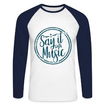 Musik Musiker - Unisex Baseballshirt langarm - Weiß/Navy - Vorne - Nik (191cm)