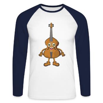 violoncelle - T-shirt baseball manches longues Homme - blanc/marine - Devant - Nik (191cm)