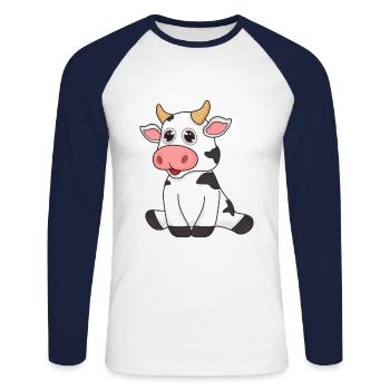 Cow farmer farmer - Unisex Long Sleeve Baseball T-Shirt - white/navy - Front - Nik (191cm)